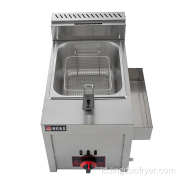 6L Meja Komersial Top Stainless Steel Gas Fryer Oil Frying